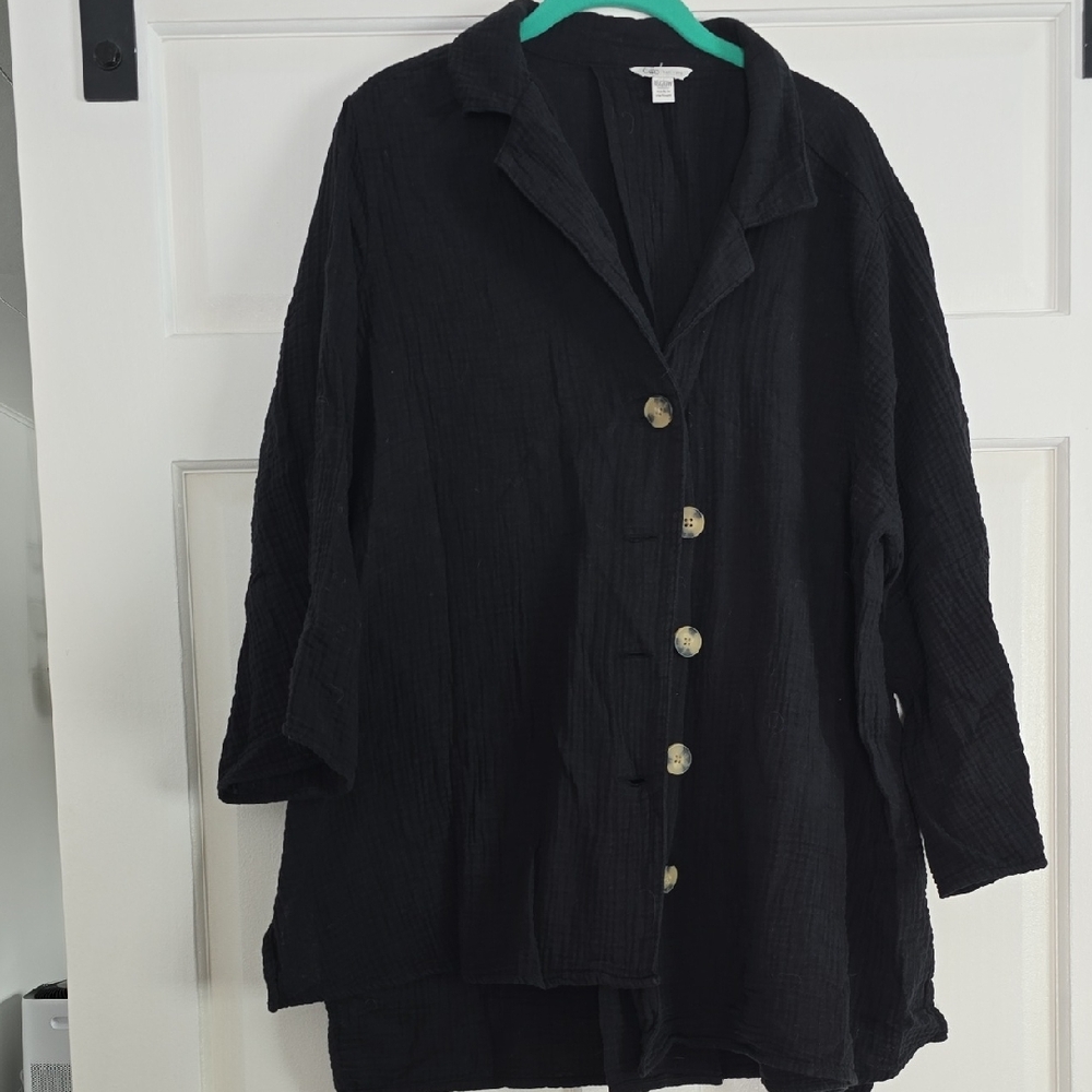 Cato Black Gauze Top
